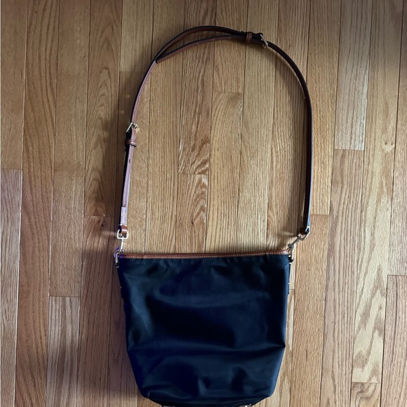 Dooney & Bourke Black with Brown Nylon Crossbody Hobo Bag.   NWOT - Picture 6 of 10